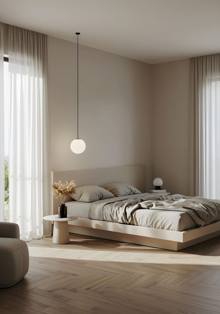 ormitorio principal con luz natural en un inmueble residencial de lujo en Valencia.